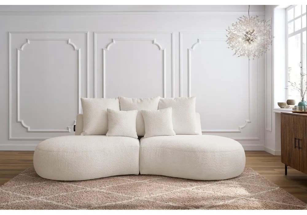 Biała sofa z materiału bouclé 260 cm Saint-Germain – Bobochic Paris