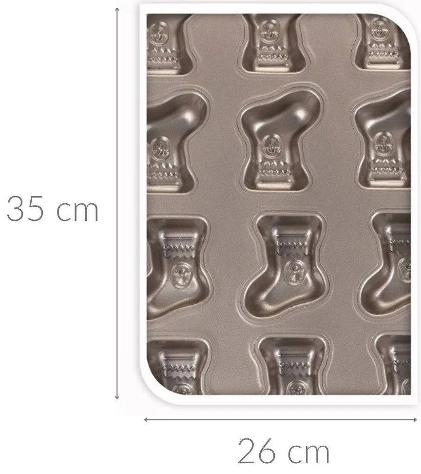 Foremki świąteczne do pieczenia ciastek, non-stick, motyw skarpet, 35 x 26 cm