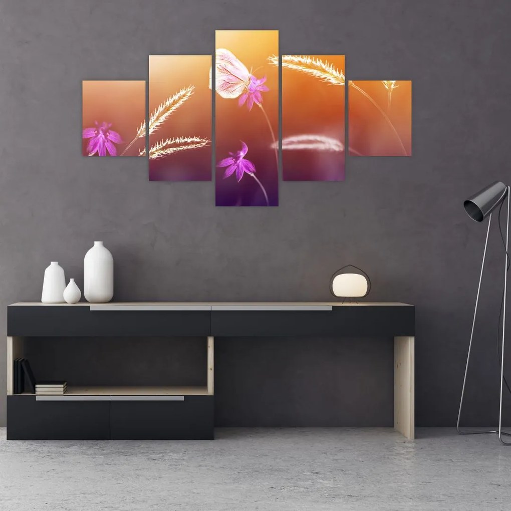 Obraz - Różowy motyl (125x70 cm)
