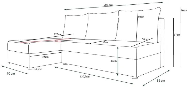 Narożnik rozkładany popielaty + biały F4-M86