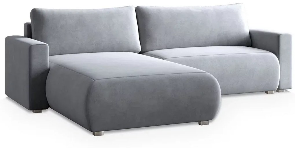 Jasnoszara rozkładana narożna sofa MONORA, dwustronna