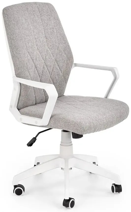 Minimalistyczny fotel biurowy materiałowy Rexor - popielaty + biały
