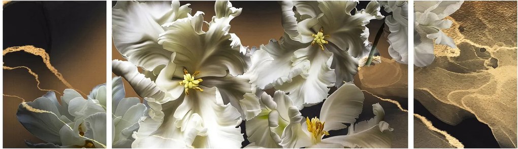 Obraz - Orchidea kwiaty na marmurowym tle (170x50 cm)