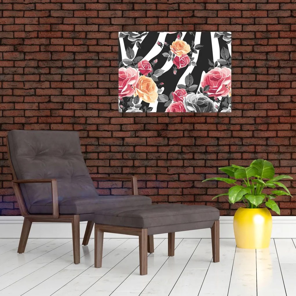 Obraz kwitnących róż (70x50 cm)