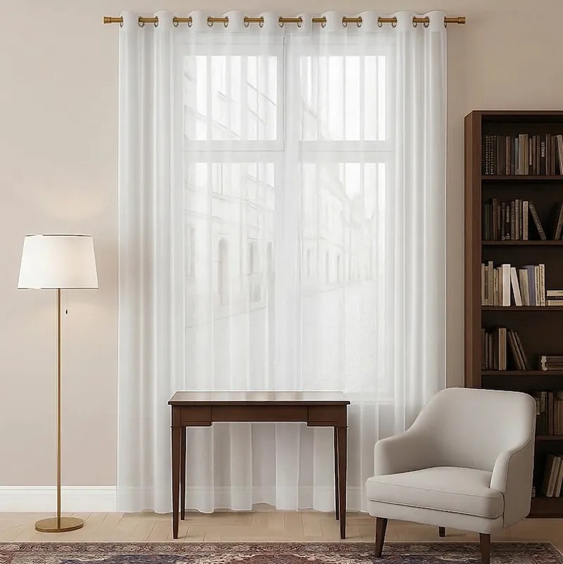 Firana gotowa Woal na przelotkach 200x250 biała nowoczesna