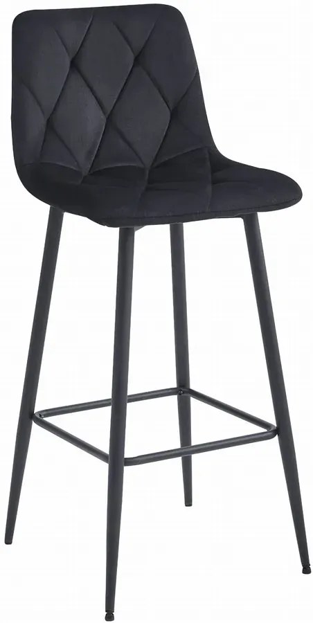 Czarny welurowy hoker metalowy z oparciem L7-L81