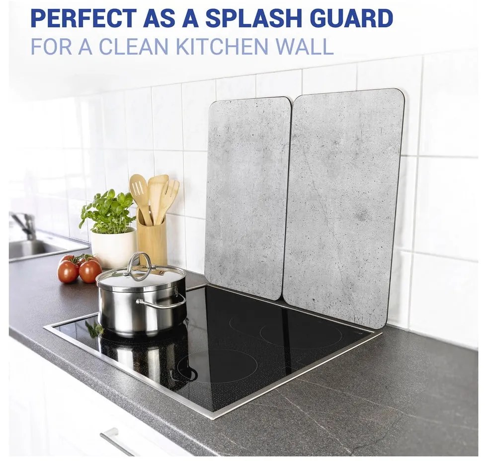 Zestaw 2 szarych szklanych płyt ochronnych na kuchenkę Wenko Universal
