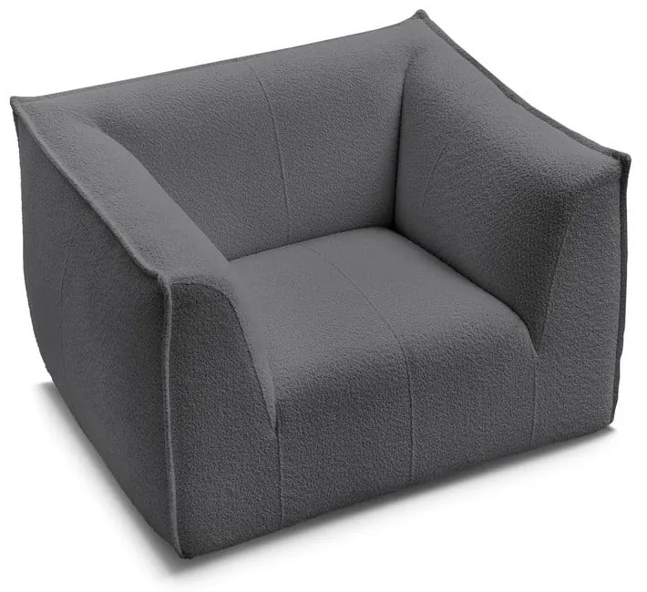 Ciemnoszary fotel z materiału bouclé Giorgia – Bobochic Paris