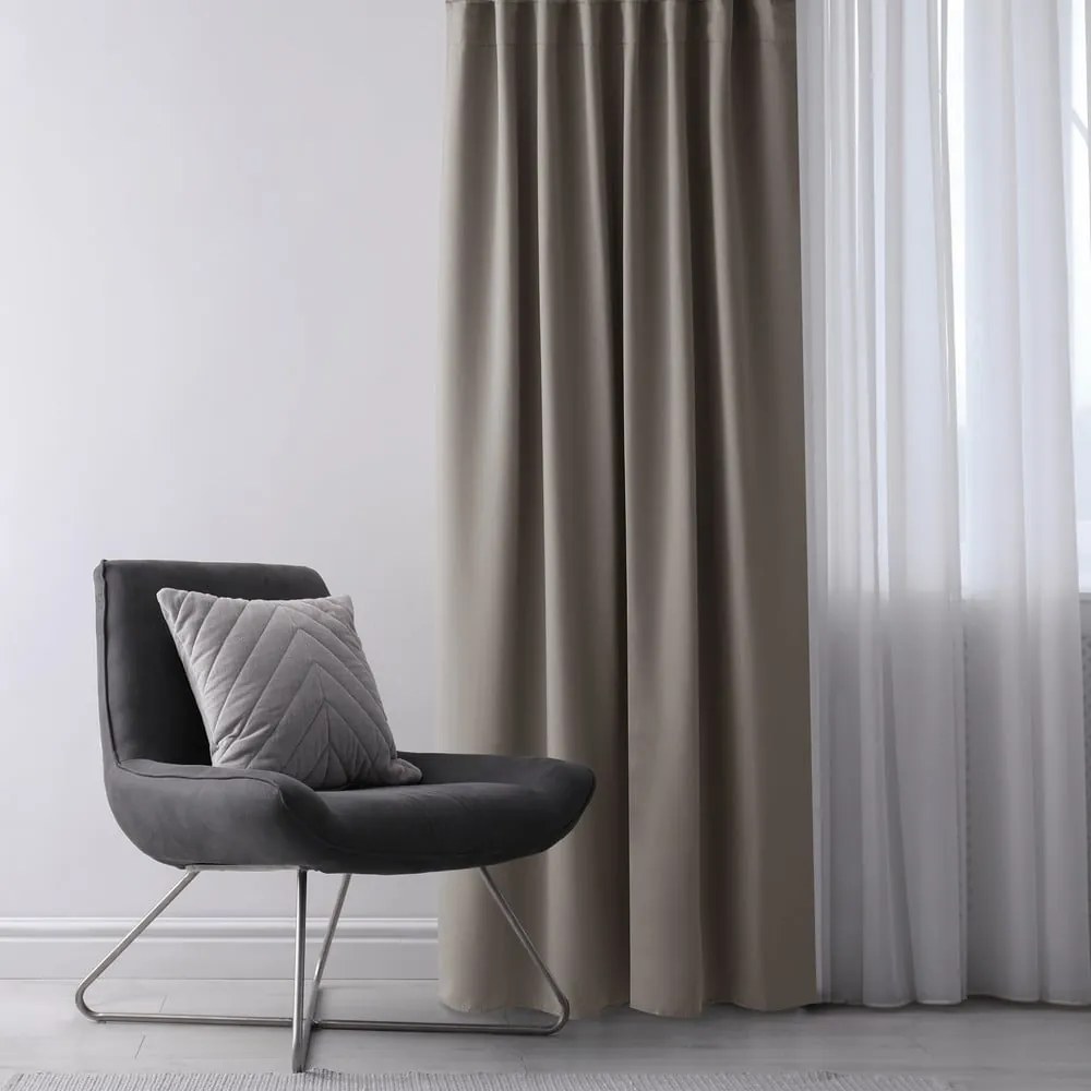 Szarobeżowa zasłona zaciemniająca 140x175 cm Eyelets – Restilo