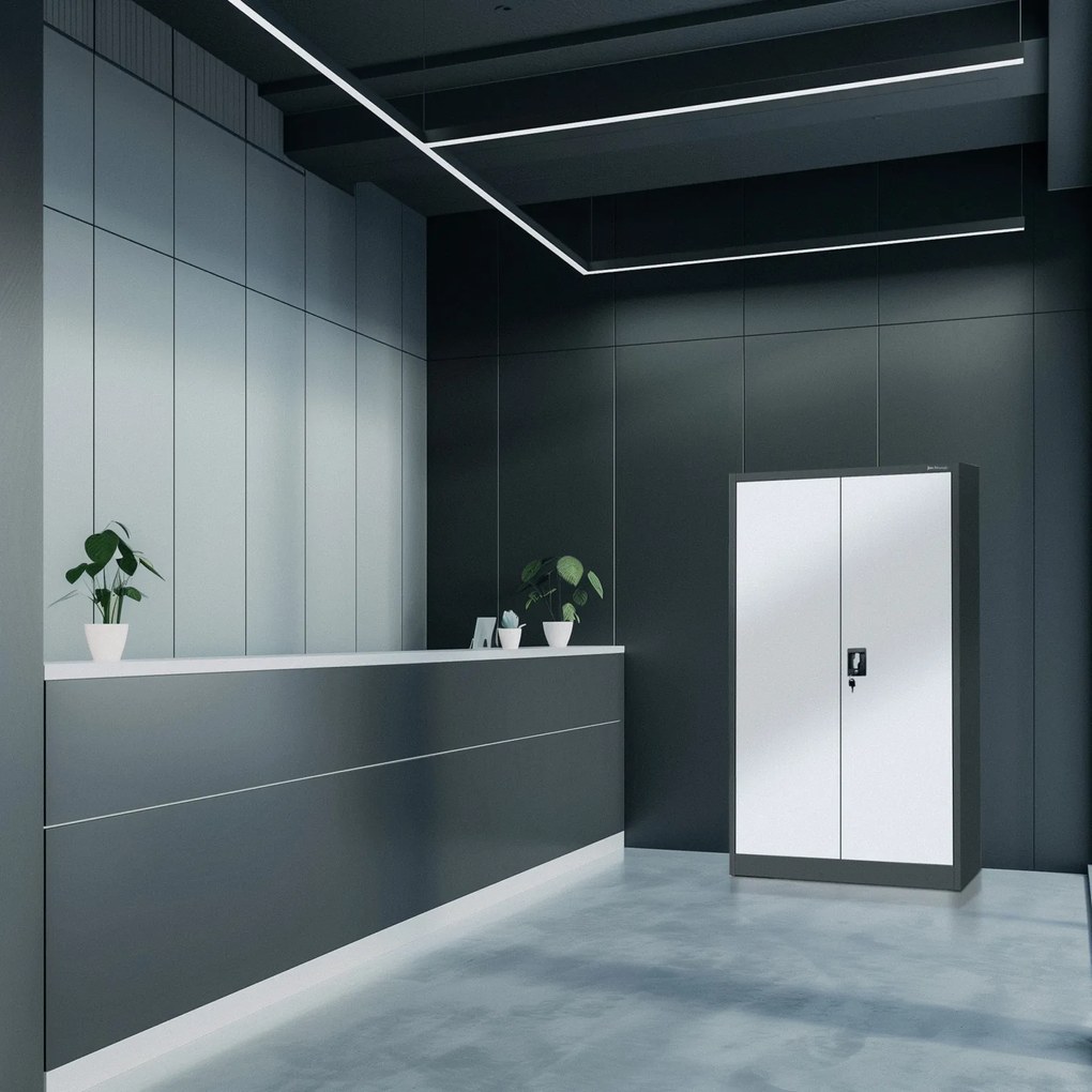 Metalowa szafa aktowa Kevin 90x40x140 cm biały/antracyt