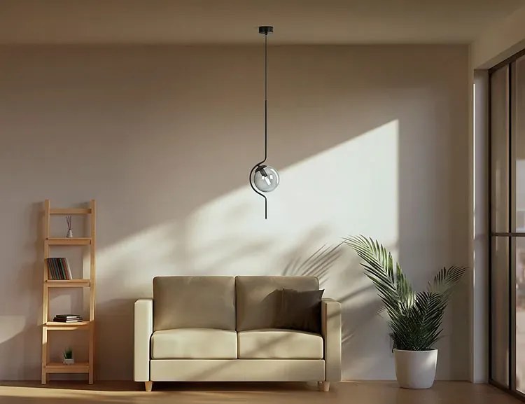 Grafitowa pojedyncza lampa wisząca loft W1-L43