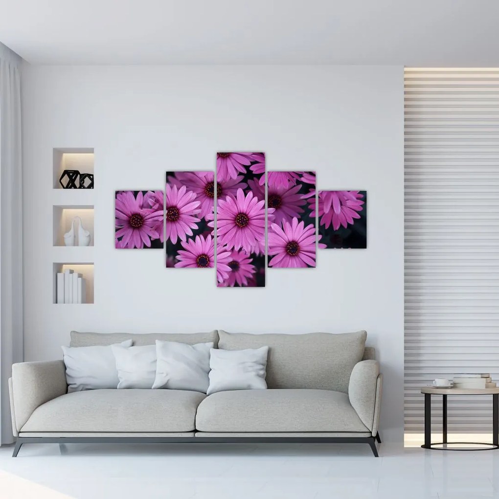 Obraz różowych kwiatów (125x70 cm)