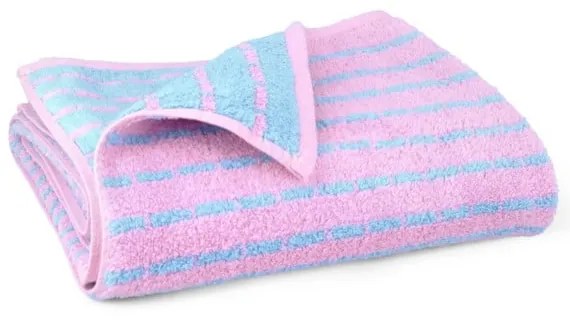 Niebieski/różowy ręcznik kąpielowy z mieszanki bambusa frotte 70x140 cm Nuance – JUNA