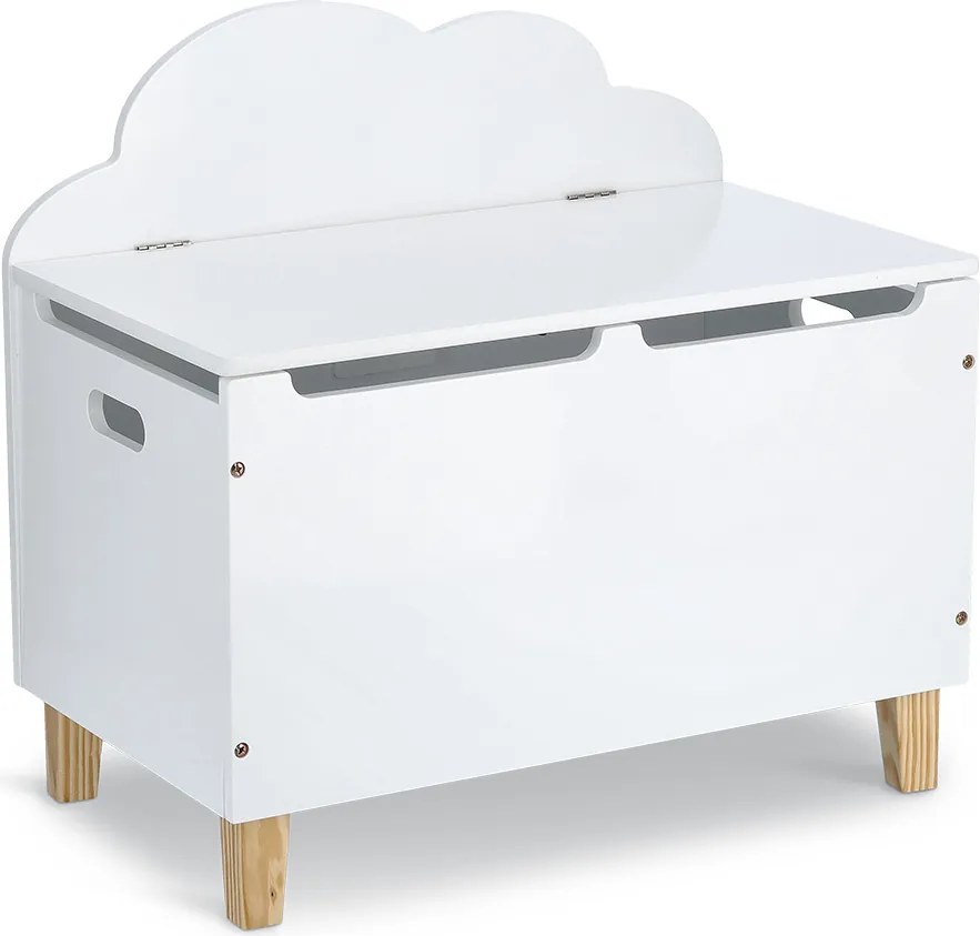 Drewniana skrzynia na zabawki CHMURKA, ława, 60 cm