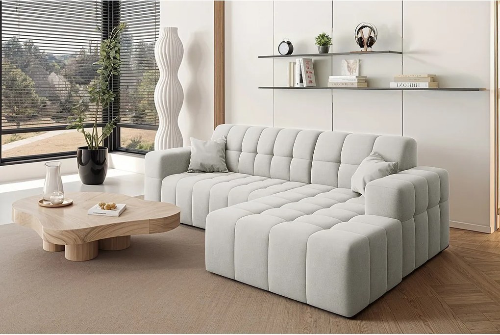 Narożnik w kształcie L NIMES, tkanina Portland, Biały, Prawy