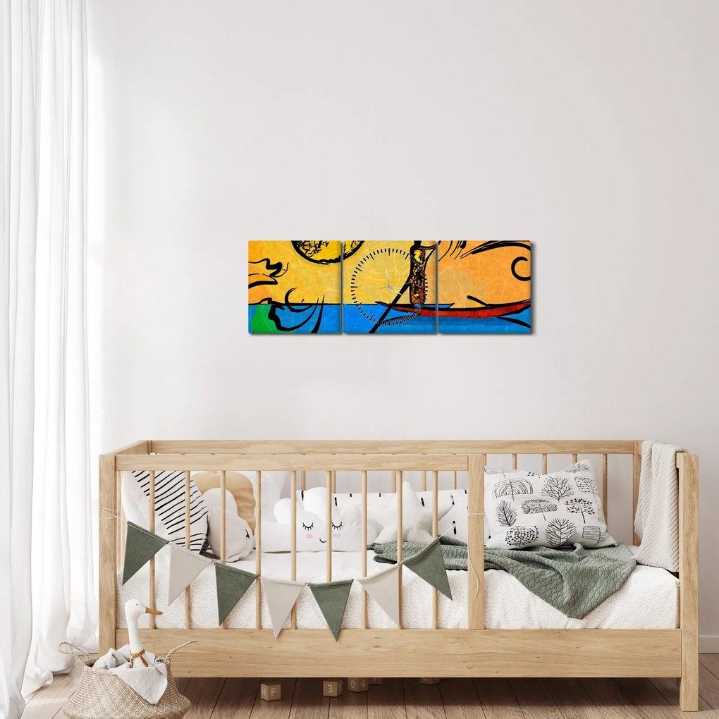 Obraz starożytnego obrazu (z zegarem) (90x30 cm)