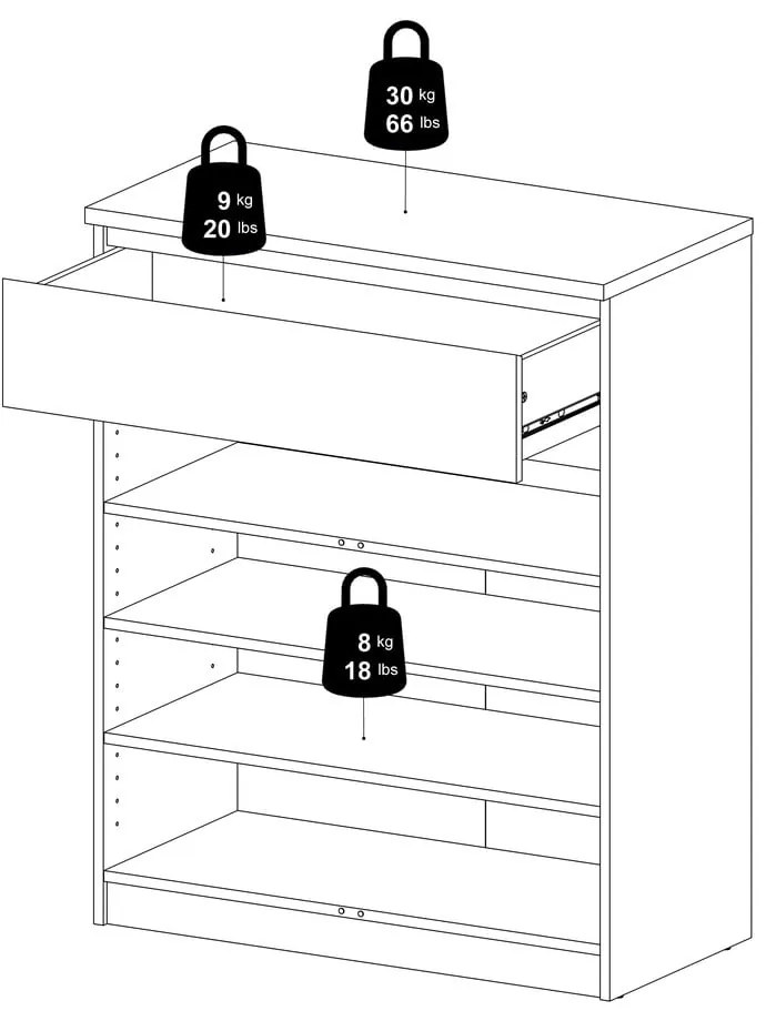Komoda w dekorze dębu w naturalnym kolorze 80x100x40 cm Naia – Tvilum