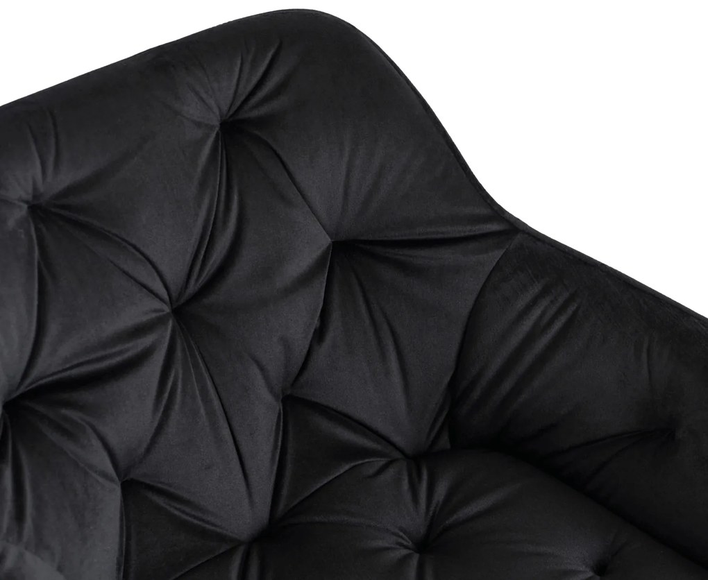 Fotel Młodzieżowy Obrotowy KONOR Czarny Ze Złotymi Nogami Welurowy Nowoczesny Glamour