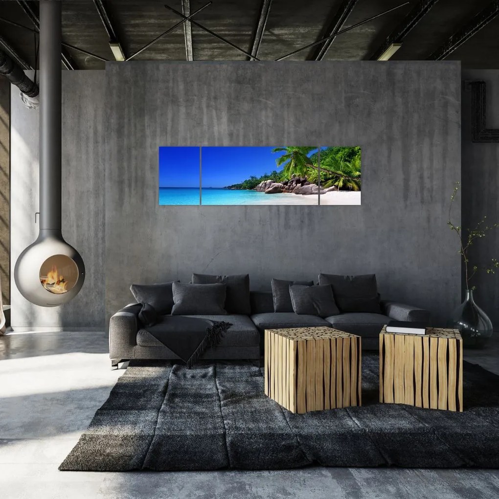 Obraz plaży na wyspie Praslin (170x50 cm)
