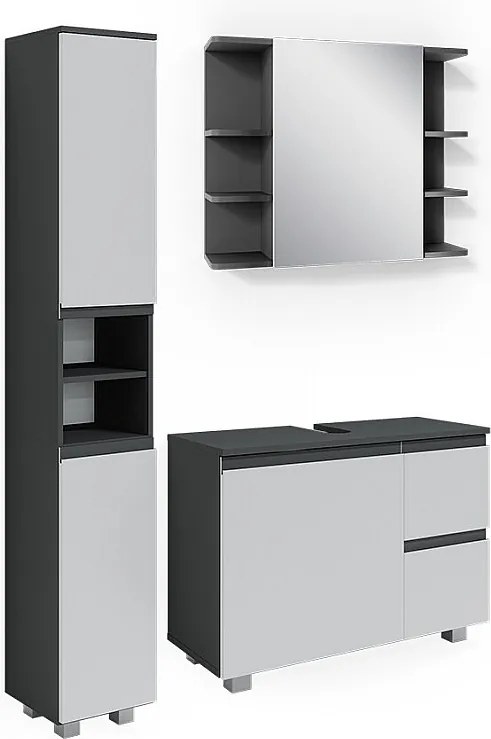 Zestaw mebli łazienkowych antracyt 80x33x60 j-shape