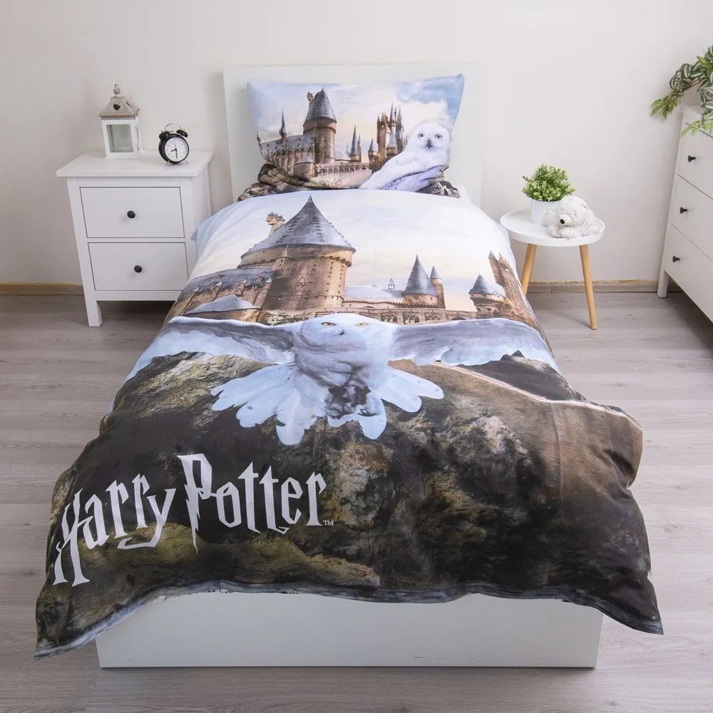 Bawełniana pościel dziecięca jednoosobowa 140x200 cm Harry Potter "Hedwig" – Jerry Fabrics