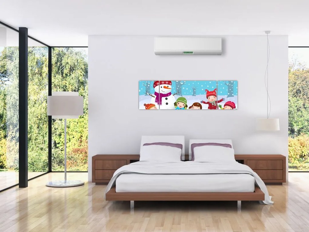 Obraz - Zimowe dziecięce zabawy (170x50 cm)