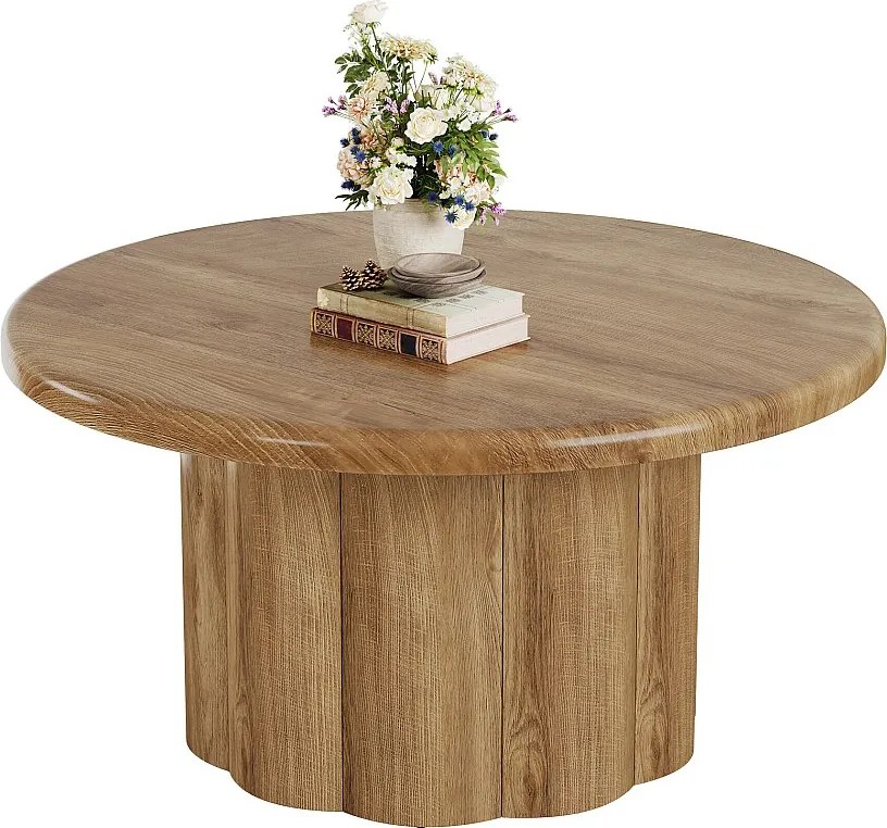 Okrągły stolik kawowy 80 cm do salonu, stolik koktajlowy Farmhouse Circle Center