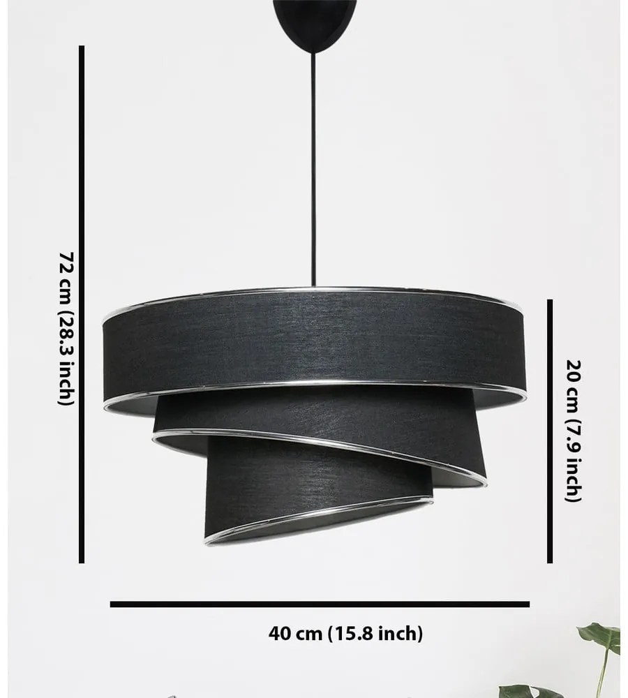 Lampa wisząca w czarno-srebrnym kolorze z tekstylnym kloszem ø 40 cm Couper – Opviq lights