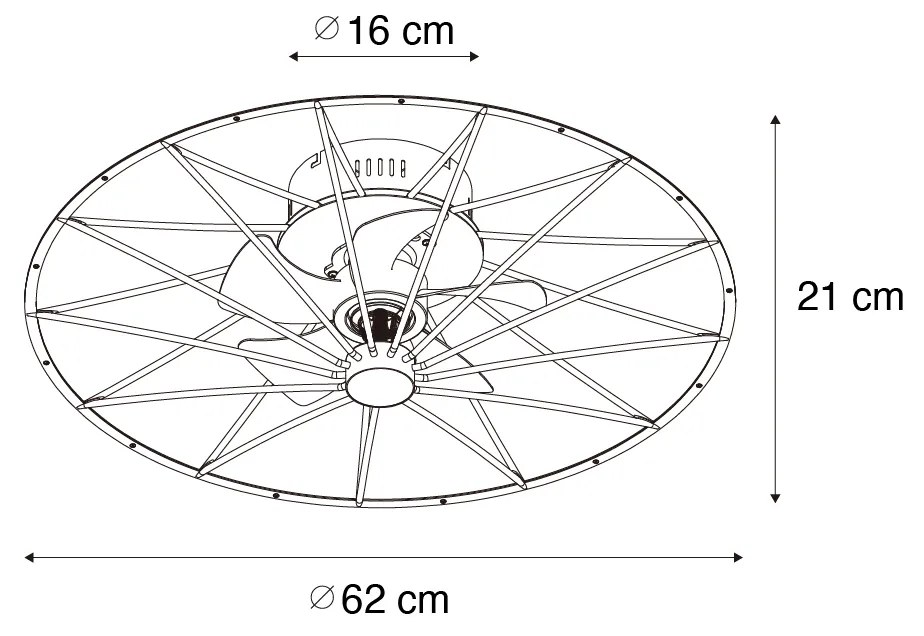 Wentylator sufitowy z lampą czarny 62 cm z LED z możliwością ściemniania z pilotem - YaranDesignerski Oswietlenie wewnetrzne