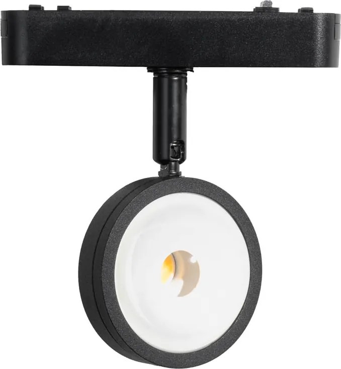 Nowoczesny czarny reflektor do systemu szynowego jednofazowego, z obrotową i przechyloną diodą LED - Magnetic Lance