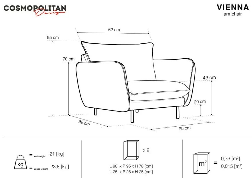 Beżowy aksamitny fotel Cosmopolitan Design Vienna