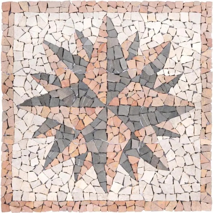 Mozaika marmurowa, motyw Róża Wiatrów, 90 x 90 cm