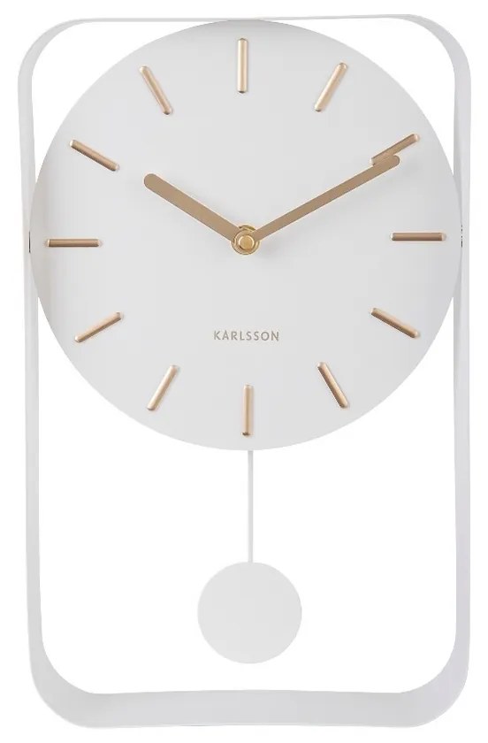Karlsson KA5796WH Designerski zegar ścienny  z wahadłem, 33 cm