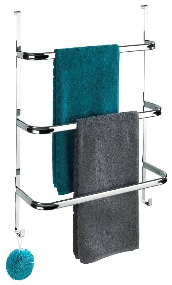 Srebrny wieszak na ręczniki Wenko Towel Holder Chrome, 21x54 cm