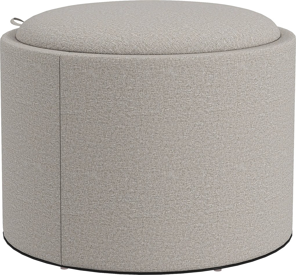 HOMCOM Pufa tapicerowana, wygląd lnu, ukryte miejsce do przechowywania, odwracane wieczko, 56cm x 56 cm x 42 cm, Jasnoszary + Naturalny