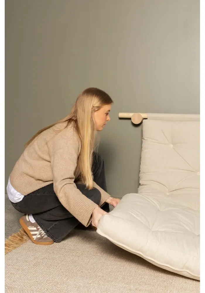 Lniana rozkładana sofa w naturalnym kolorze 135 cm Hooked – Karup Design