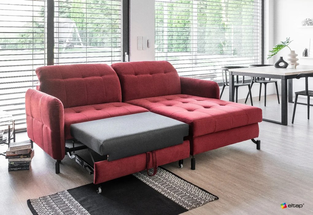 Narożnik z funkcją spania LORELLE VELVET szary prawy ELTAP