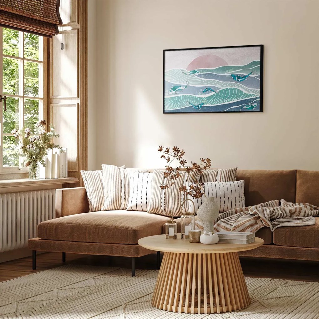 Plakat Ryby na falach 30x21 cm z ramą czarną bez marginesu ARTGEIST B