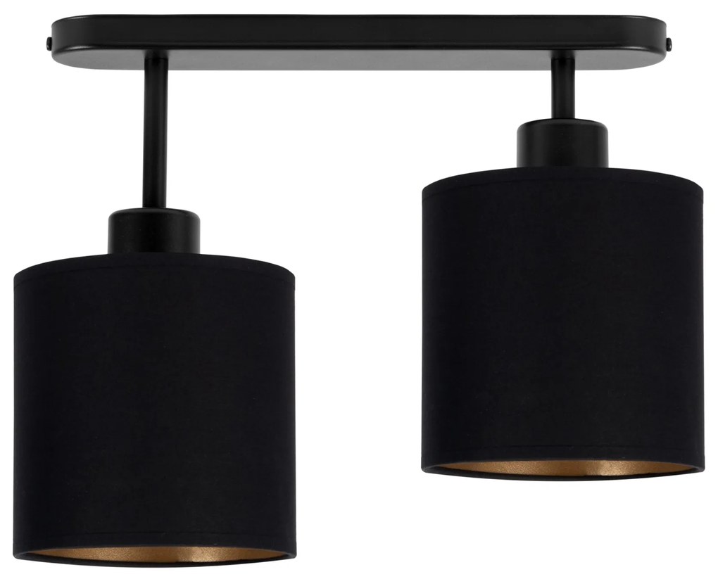 Lampa sufitowa czarna dwupunktowy spot z czarnymi abażurami C-3306SC-S