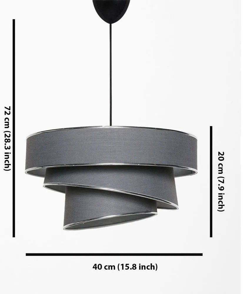 Lampa wisząca w antracytowo-srebrnym kolorze z tekstylnym kloszem ø 40 cm Couper – Opviq lights