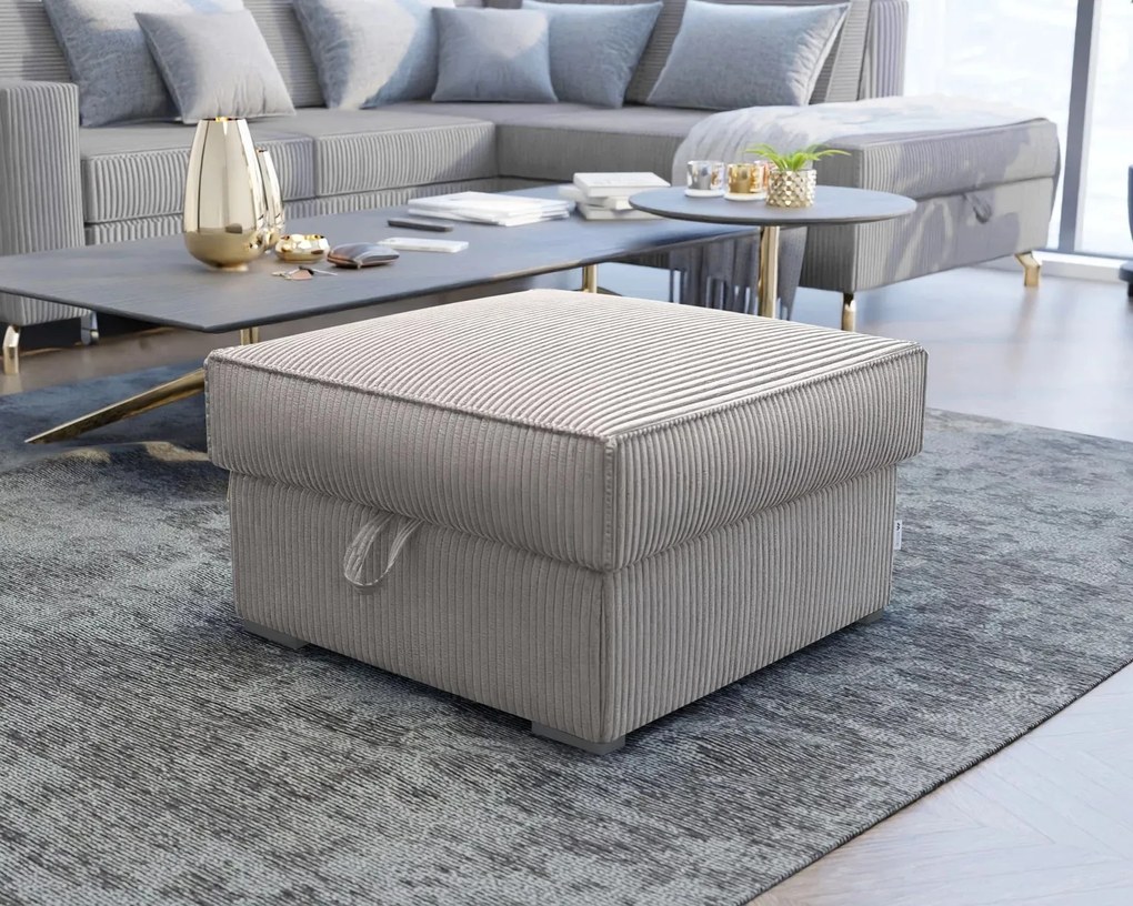 Beżowy taboret SMART COSARO z miejscem do przechowywania 65x65 cm
