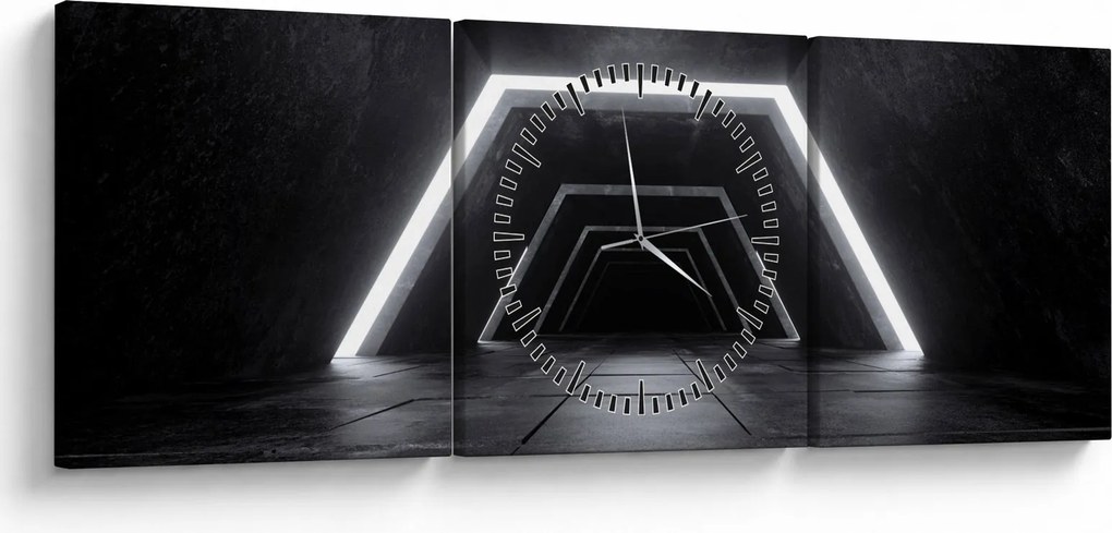 Obraz - Futurystyczny tunel (z zegarem) (90x30 cm)