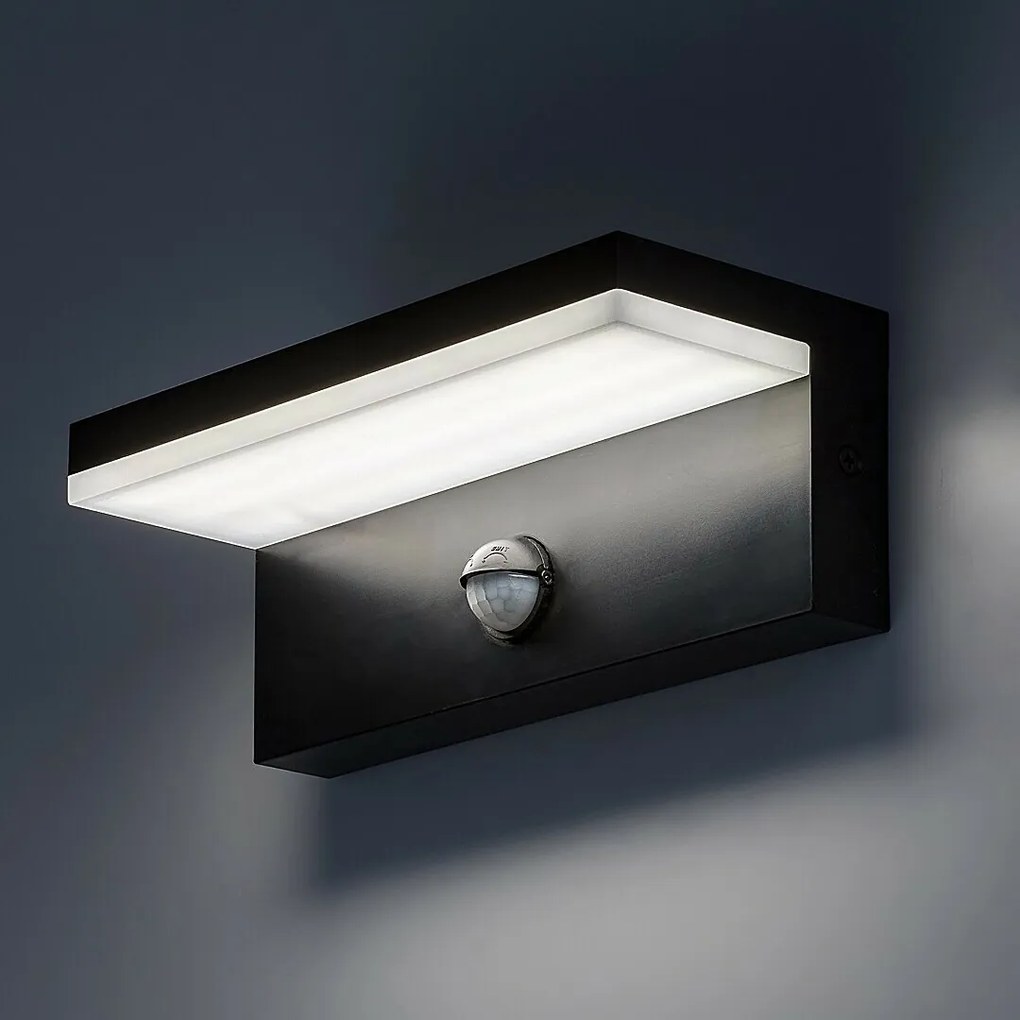 Rabalux 77115 zewnętrzna lampa ścienna LEDZaragoza, z czujnikiem, 9 W, IP54, czarna
