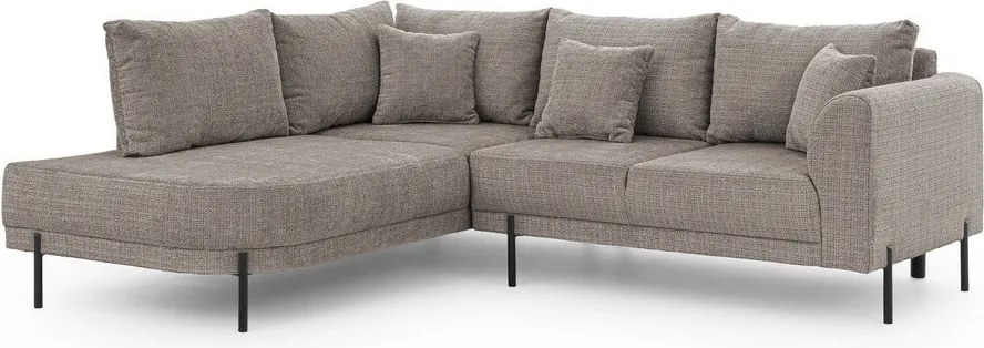 Szarobrązowy narożnik z tkaniny szenilowej (lewostronny/w kształcie litery L) Mauris – Ropez