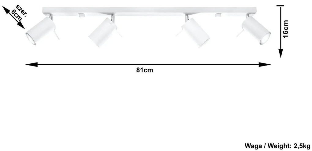 Minimalistyczny plafon regulowane tuby E785-Sewo - biały