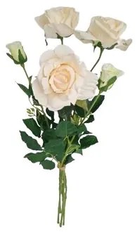 Sztuczna róża biała, 68 cm, 5 szt.