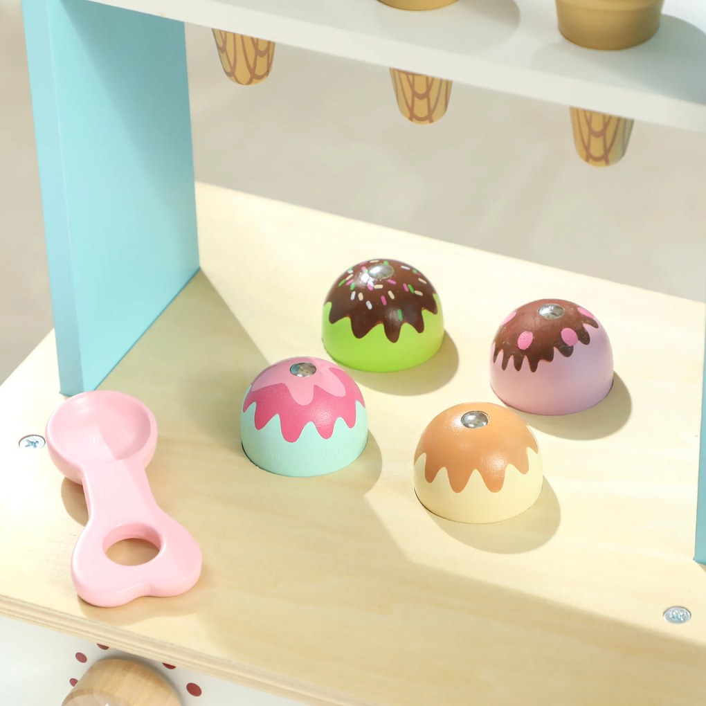 AIYAPLAY Lodziarnia i piekarnia dla dzieci, 17 akcesoriów, piekarnik, MDF, jasnoniebieski