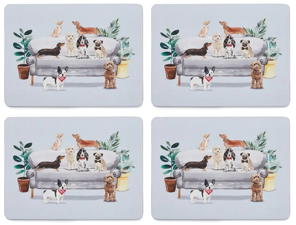 Zestaw 4 korkowych mat stołowych 21.5x29 cm Cooksmart ® Curious Dogs