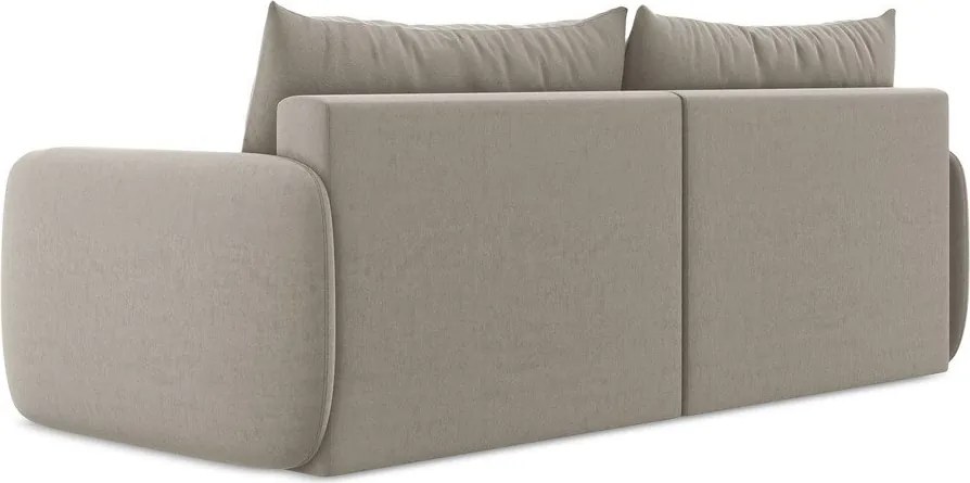 Szarobrązowa aksamitna rozkładana/ze schowkiem sofa 238 cm Kalena – Makamii