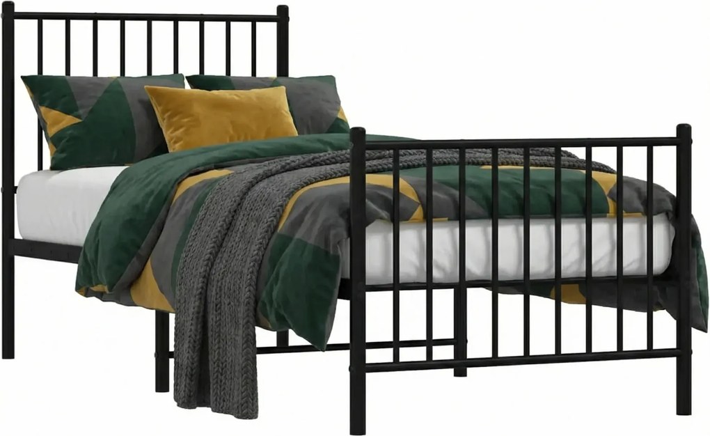 Czarne metalowe łózko pojedyncze 80x200 cm R1-B38